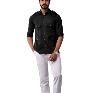 Stylish White Hunting Shirt Blue Strip - Premium Cotton Outdoor Wear | Jaipurio